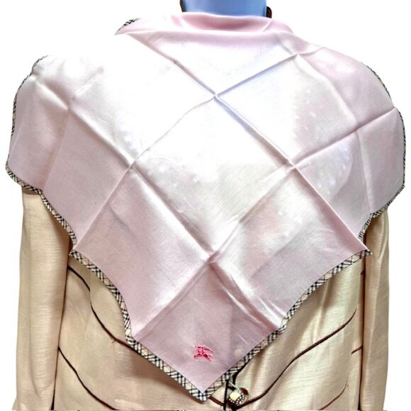 Burberry Accessories - New Burberry Miniscarf/handkerchief  20" cotton/silk ligh pink nova embroid (32)